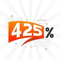 Promoção de banner de marketing de 425 descontos. 425 por cento de design promocional de vendas. vetor