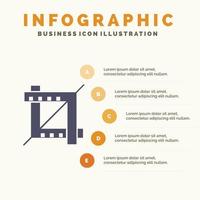 crop design gráfico ícone sólido infográficos 5 passos fundo de apresentação vetor