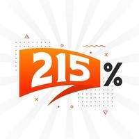 promoção de banner de marketing de 215 descontos. 215 por cento de design promocional de vendas. vetor