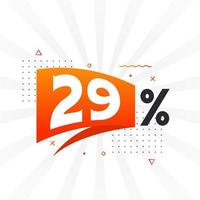 promoção de banner de marketing de 29 descontos. 29 por cento de design promocional de vendas. vetor