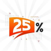 promoção de banner de marketing de 25 descontos. 25 por cento de design promocional de vendas. vetor