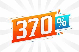 Promoção de banner de marketing de 370 descontos. 370 por cento de design promocional de vendas. vetor