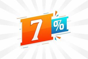 7 promoção de banner de marketing de desconto. 7 por cento de design promocional de vendas. vetor