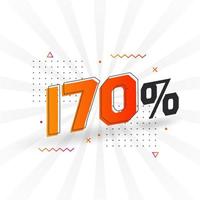 Promoção de banner de marketing de 170 descontos. 170 por cento de design promocional de vendas. vetor