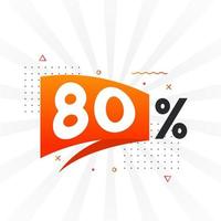 promoção de banner de marketing de 80 descontos. 80 por cento de design promocional de vendas. vetor