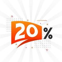promoção de banner de marketing de 20 descontos. 20 por cento de design promocional de vendas. vetor