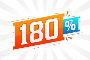 Promoção de banner de marketing de 180 descontos. 180 por cento de design promocional de vendas. vetor