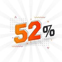 promoção de banner de marketing de 52 descontos. 52 por cento de design promocional de vendas. vetor