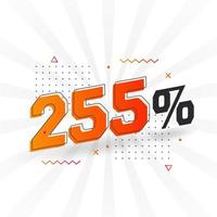 Promoção de banner de marketing de 255 descontos. 255 por cento de design promocional de vendas. vetor