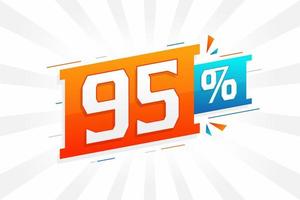 promoção de banner de marketing de 95 descontos. 95 por cento de design promocional de vendas. vetor