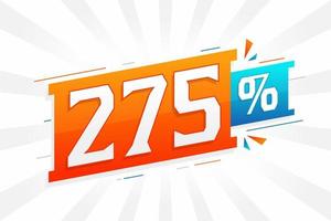 promoção de banner de marketing de 275 descontos. 275 por cento de design promocional de vendas. vetor