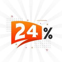promoção de banner de marketing de 24 descontos. 24 por cento de design promocional de vendas. vetor