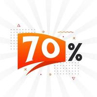 promoção de banner de marketing de 70 descontos. 70 por cento de design promocional de vendas. vetor