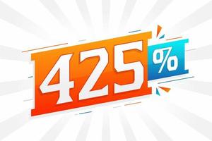 Promoção de banner de marketing de 425 descontos. 425 por cento de design promocional de vendas. vetor