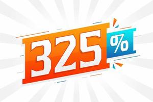 Promoção de banner de marketing de 325 descontos. 325 por cento de design promocional de vendas. vetor