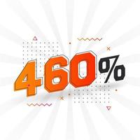 Promoção de banner de marketing com desconto de 460. 460 por cento de design promocional de vendas. vetor