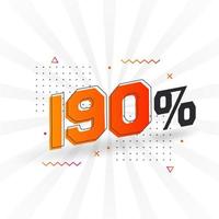 Promoção de banner de marketing com desconto de 190. 190 por cento de design promocional de vendas. vetor