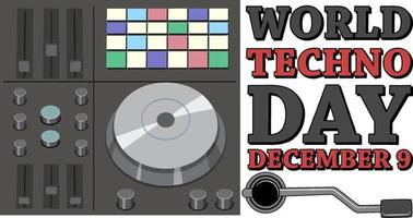 design de banner de texto do dia mundial do techno vetor