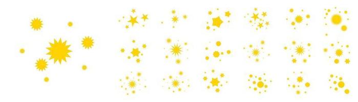 ícone de estrela. coleção de ilustrações de estrelas cintilantes. faíscas, explosão brilhante no céu. vetor