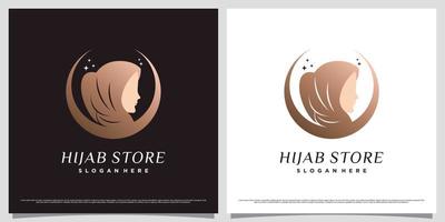 modelo de design de logotipo de mulheres muçulmanas usando hijab com conceito moderno e elemento criativo vetor