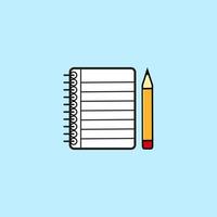 ícone de caderno de lápis de lição. ilustração plana de ícone de vetor de caderno de lápis de lição para web design