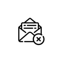 excluir ícone de linha de e-mail. ícone de exclusão de mensagem vetor