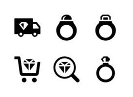 conjunto simples de ícones sólidos vetoriais relacionados a joias. vetor