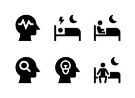 conjunto simples de ícones sólidos vetoriais relacionados à saúde mental vetor