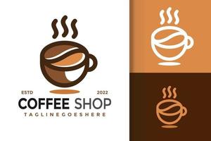 design de logotipo de xícara de café, vetor de logotipos de identidade de marca, logotipo moderno, modelo de ilustração vetorial de designs de logotipo