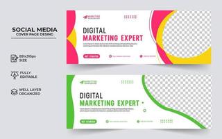 modelo de banner de capa de mídia social de marketing digital, capa de negócios criativos e design vetorial de banner vetor
