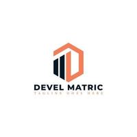 letra inicial abstrata dm ou logotipo md na cor laranja isolado em fundo branco aplicado para negócios conferindo logotipo também adequado para as marcas ou empresas com nome inicial md ou dm. vetor