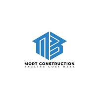 letra inicial abstrata mb ou logotipo bm na cor azul isolado em fundo branco aplicado para logotipo da empresa de construção residencial também adequado para as marcas ou empresas com nome inicial bm ou mb. vetor