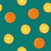 padrão sem costura de frutas desenhadas à mão com laranja, ilustração vetorial, sobre fundo azul vetor