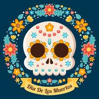 ilustração floral colorida de dia de los muertos vetor