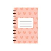 caderno rosa com corações desenhados vetor