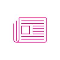 artigo de vetor rosa eps10 ou ícone de arte de linha de jornal isolado no fundo branco. símbolo de contorno de imprensa ou revista em um estilo moderno simples e moderno para o design do seu site, logotipo e aplicativo móvel