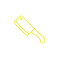 ícone de cutelo de carne de açougueiro de vetor amarelo eps10 isolado no fundo branco. símbolo de contorno de faca ou lâmina de açougueiro em um estilo moderno simples e moderno para o design do site, logotipo e aplicativo móvel