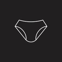 eps10 vetor branco homem ou mulher ícone de arte de linha de roupa interior isolado no fundo preto. símbolo de calcinha de cueca em um estilo moderno simples e moderno para o design do seu site, logotipo e aplicativo móvel