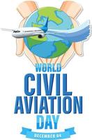 texto de aviação civil mundial para design de cartaz ou banner vetor