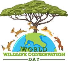 modelo de cartaz do dia mundial da conservação da vida selvagem vetor