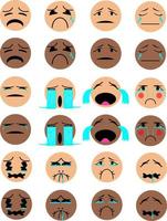 vetor emoticon fofo expressão triste variada masculino e feminino