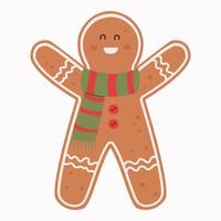 biscoito de homem de gengibre de férias. biscoito em forma de homem com glacê colorido. feliz ano novo decoração. feliz feriado de natal. ilustração vetorial em estilo simples vetor