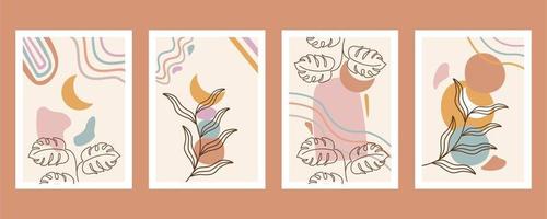 forma abstrata e folha boho moderno clipart minimalista vetor