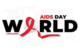 ilustração em vetor de hiv, modelo de dia mundial da aids para você projetar. fitas vermelhas no mapa do emblema do mundo.