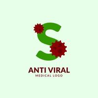 design de logotipo de vetor de medicina e saúde antiviral da letra s