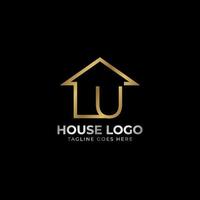 letra minimalista u design de vetor de logotipo de casa luxuosa para imóveis, aluguel de casa, agente imobiliário