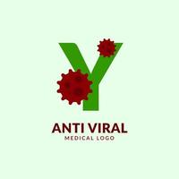 letra y design de logotipo de vetor médico e de saúde antiviral