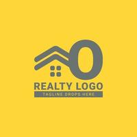 letra o design de logotipo de vetor de casa de telhado para imóveis, agente imobiliário, aluguel de imóveis, construtor de interiores e exteriores