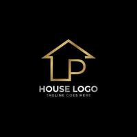 letra minimalista p design de vetor de logotipo de casa luxuosa para imóveis, aluguel de casa, agente imobiliário