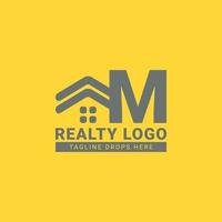 design de logotipo de vetor de casa de telhado letra m para imóveis, agente imobiliário, aluguel de imóveis, construtor de interiores e exteriores
